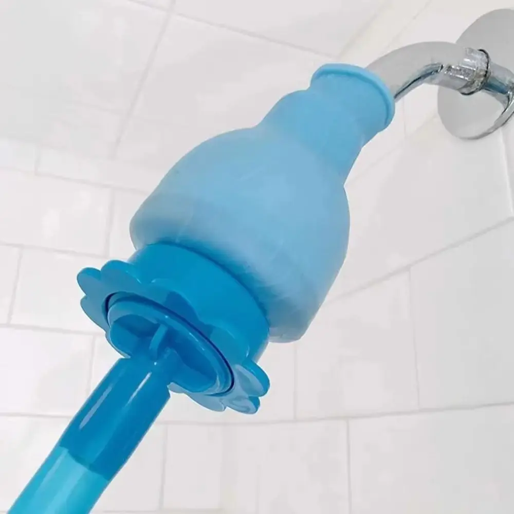 Flexible Adjustable Shower Hose Faucet Extension Blue Silicone Adapter Elastic Hose ABS Portable