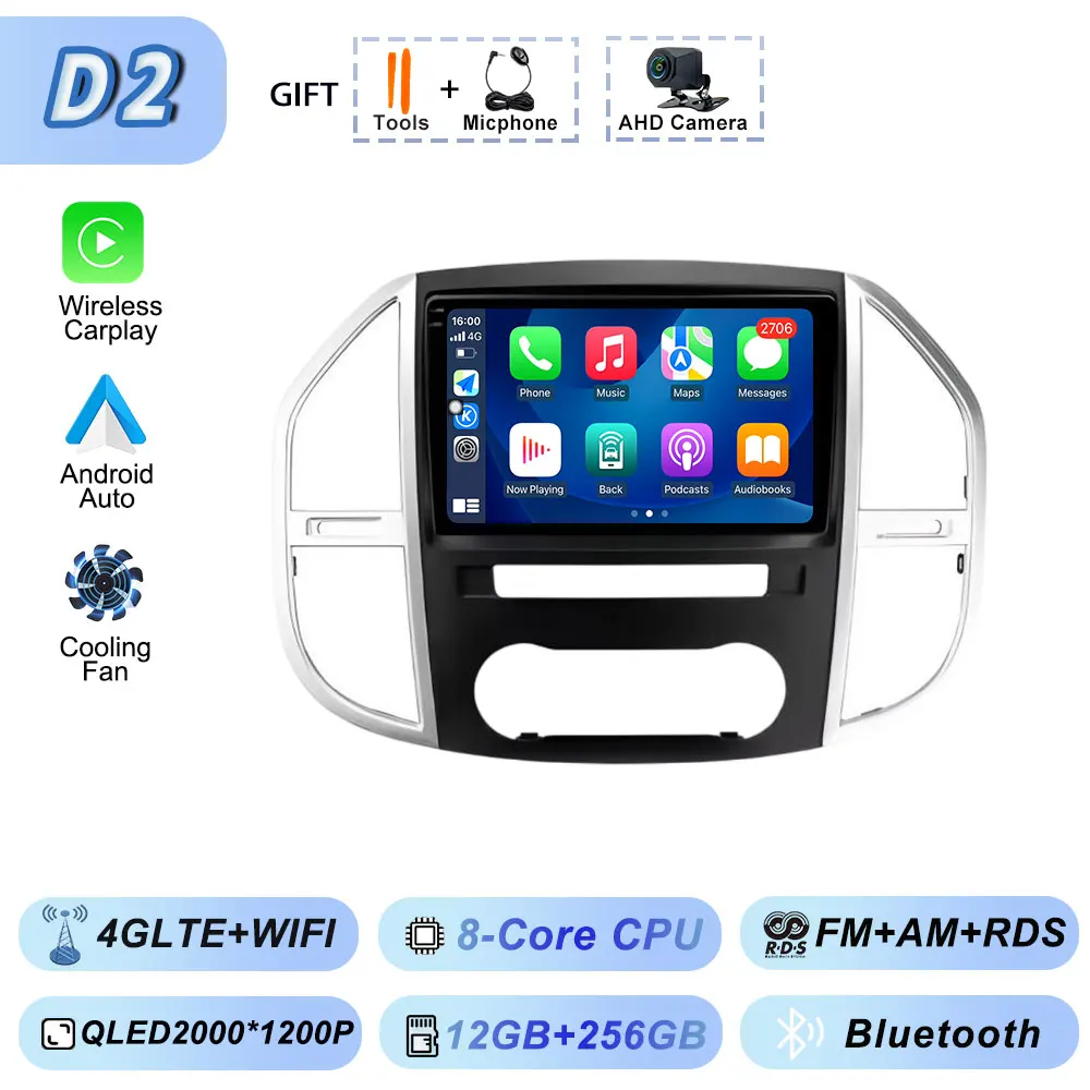Android Auto WIFI Autoraido Intelligente Systemen DVD Autoradio Head Unit Draadloos Voor Mercedes Benz Vito 3 W447 2014-2020 CarPlay - afbeelding 1