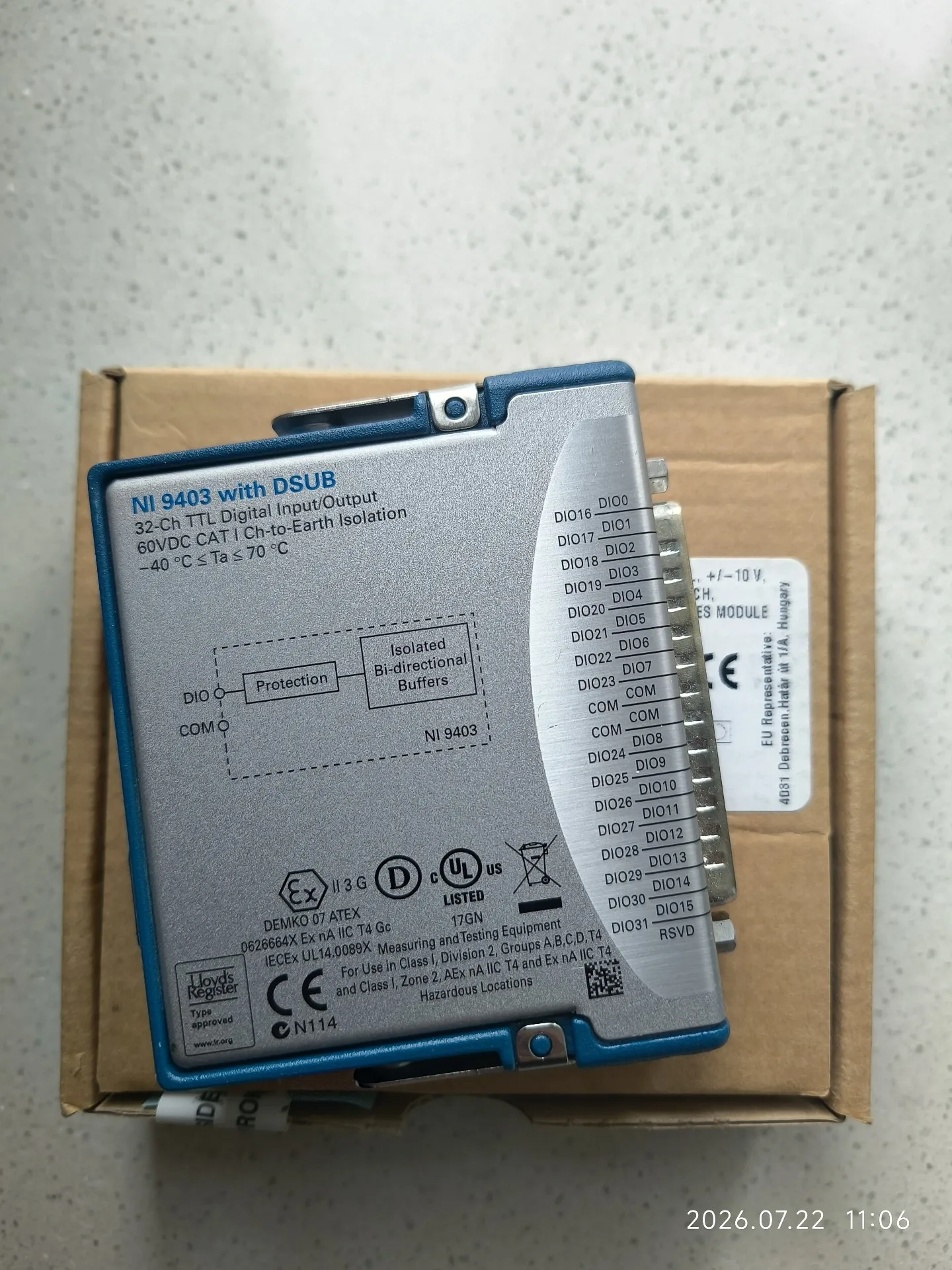 NI 9403 Digital Module 32 Channel TTL I/O DSUB Interface Physical