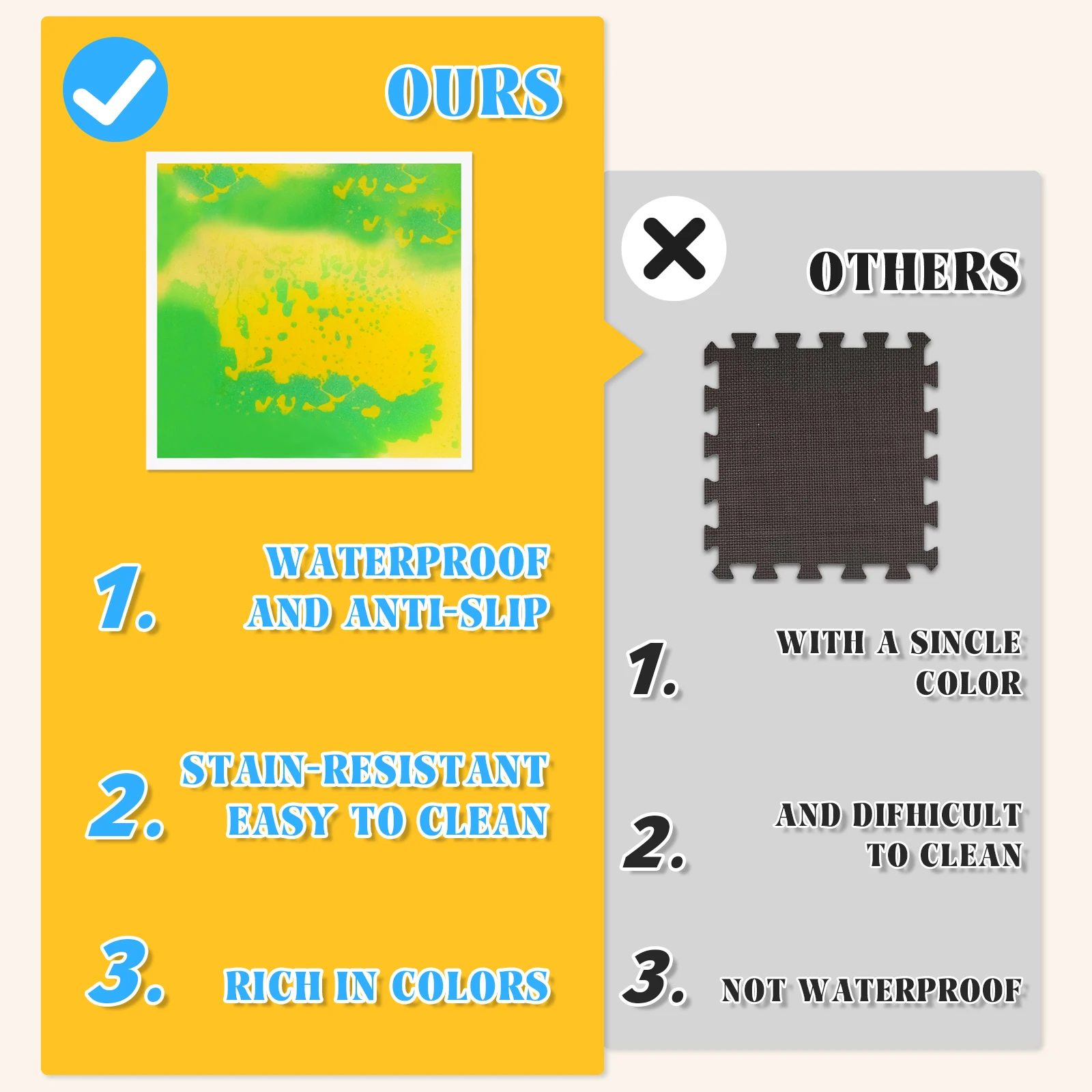 부드러운 감각 자극 타일, 감각 발 타일과 함께 사용하세요