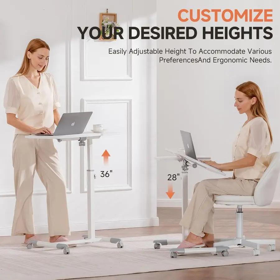 طاولة بجانب السرير مع عجلات، طاولة سرير مستشفى قابلة للإمالة فوق السرير، مكتب كمبيوتر محمول قابل للتعديل