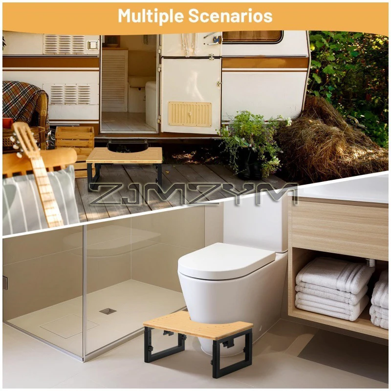 طوي الخيزران كرسي مرحاض غير الشريحة أنبوب مقعد القرفصاء مقعد قابل للتعديل ارتفاع القرفصاء البراز للحمام