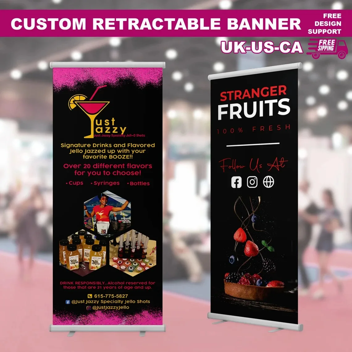 

Create Custom Roll Up Banner for Business, Advertising Backdrop Print, Retractable for Trade Show, Small Store Event