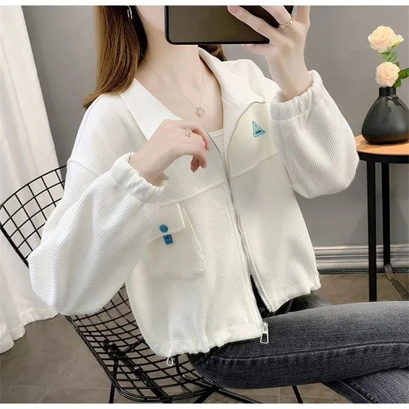 

Spring Autumn Women New Long Sleeves Jacket Korean Ladies Leisure Short Zipper Coat 2025 Female Fashion Solid Color Tops Outwear