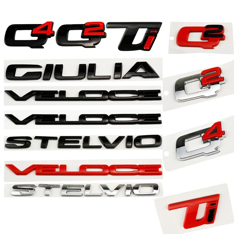 Pegatina de insignia de maletero trasero de coche ABS para Alfa Romeo GIULIA STELVIO Veloce Ti Logo 147 156 159 SPORT calcomanía lateral emblema de letras