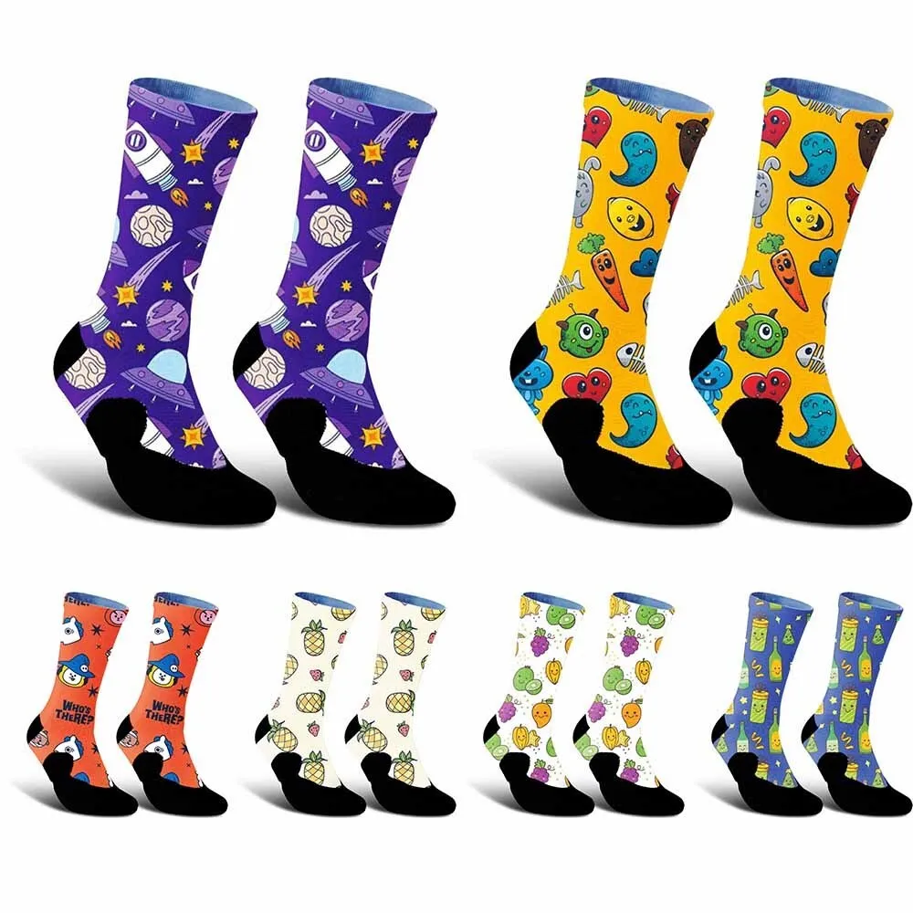 Creative space pattern cycling socks, unisex, tightly fitting, breathable and durable, moisture wicking and sweat wicking