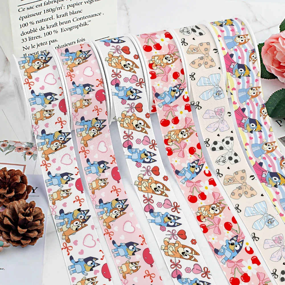 Australian 5 Yards Cartoon Dog Printed Grosgrain Ribbon for Cheer Bows DIY Girl Headwear Hair Bows Satin Ribbon