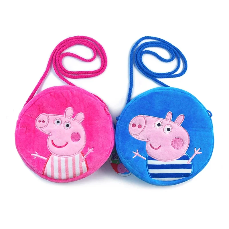 Mochila estereoscópica de Peppa Pig para niños, bolso cruzado de felpa, monedero de Anime, juguetes de George, bolsillo redondo, regalos