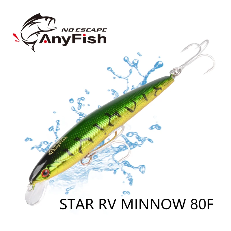 ANYFISH WISE RV MINNOW 80mm 5.4g High quality Hooks Fishing Lure Deep hard minnow Boxed