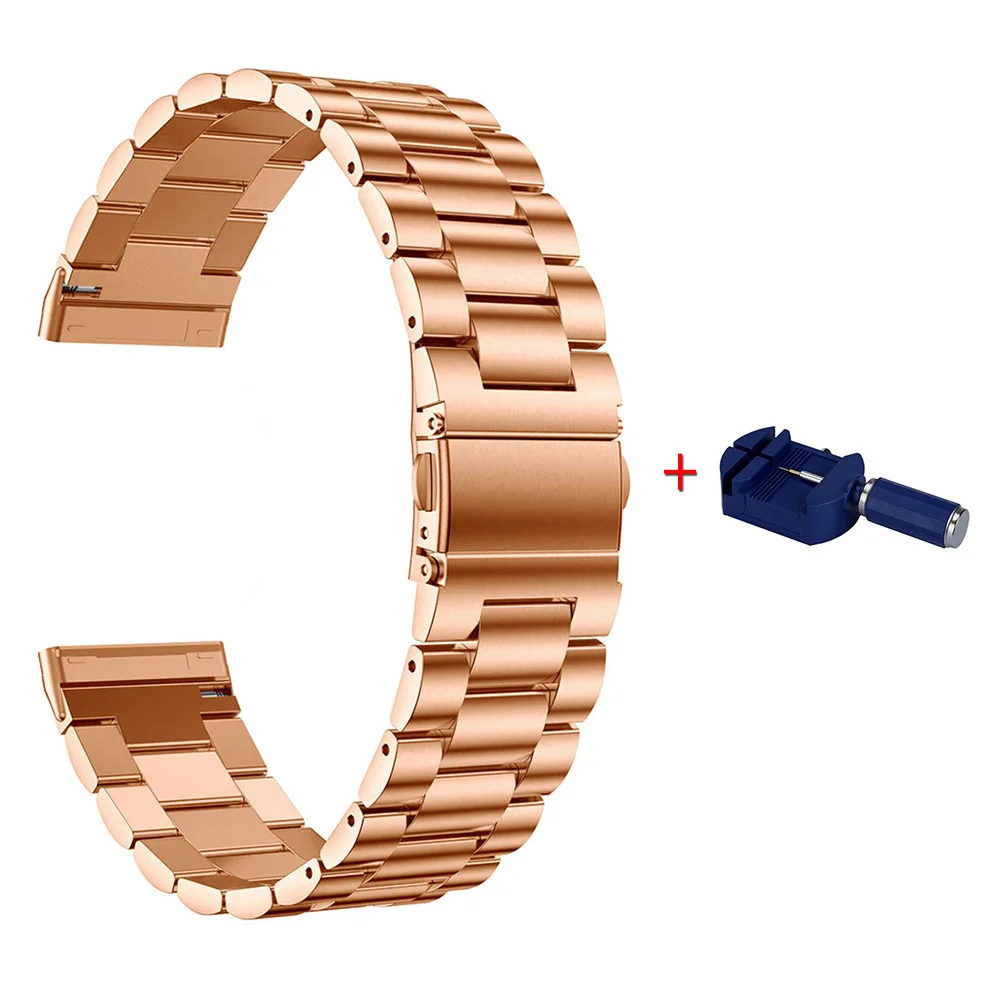 For Fitbit Versa 3 / Sense Metal Strap Stainless Steel Wristband With Watch Connector and Adjuster Watchband Business Style