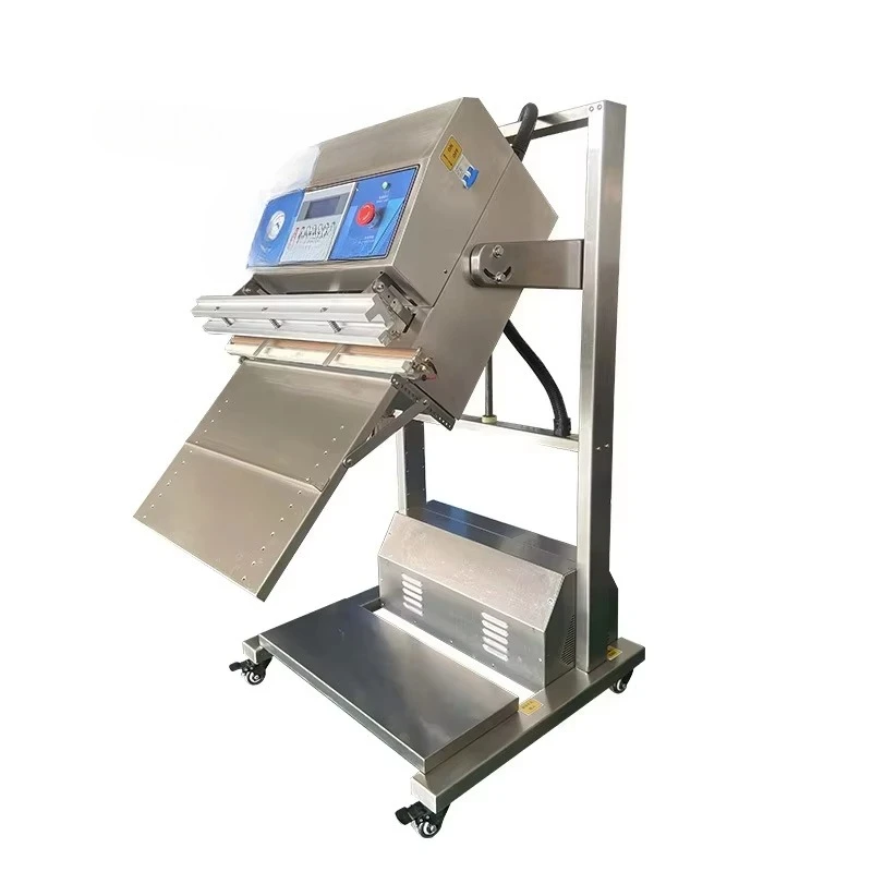 الفولاذ المقاوم للصدأ شفط خارجي عمودي الأرز الدجاج والبط والأسماك آلة تغليف فراغ الغذاء آلة ختم فراغ