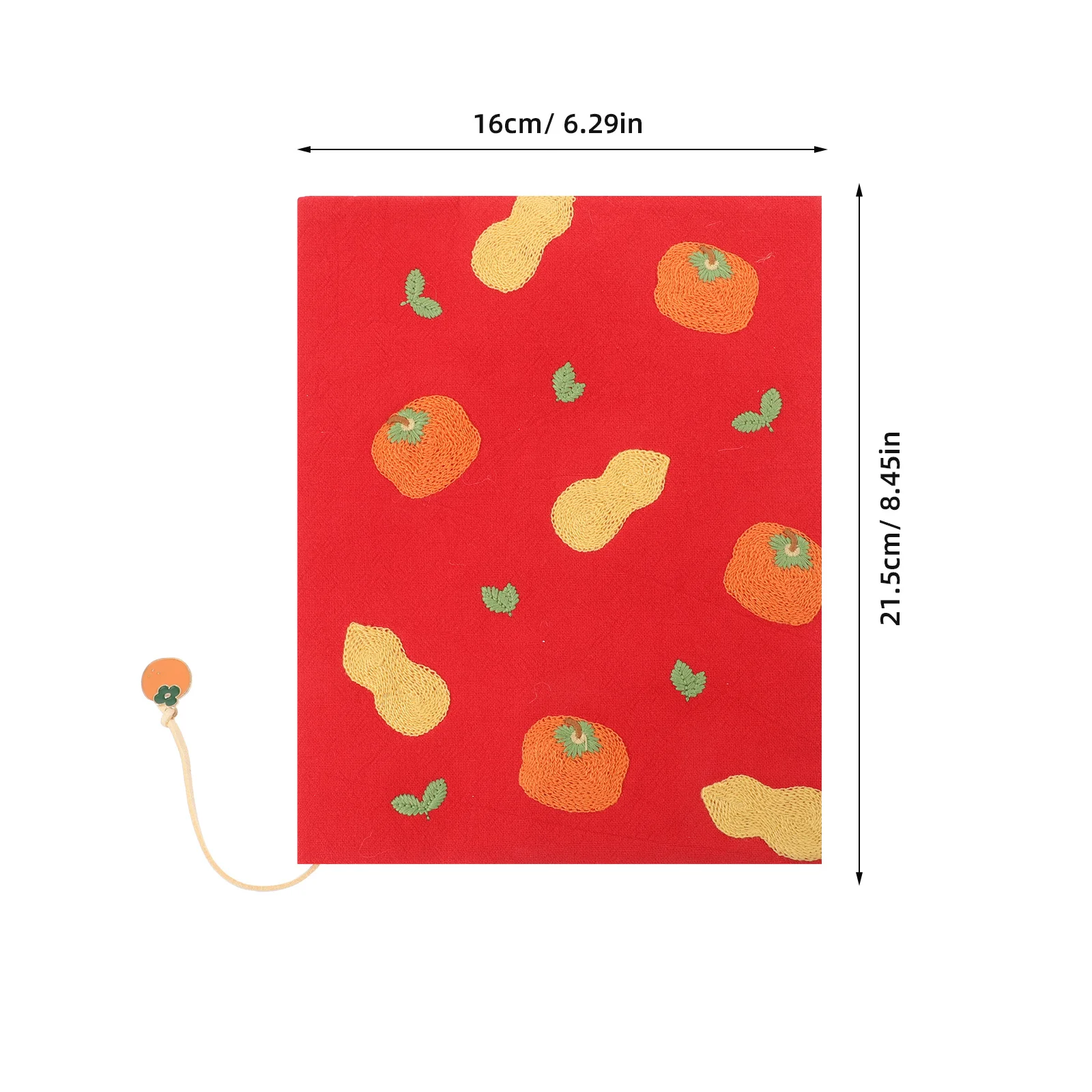 A5 Book Sleeve Adjustable Orange Pendant Soft Cloth Notebook Cover Hardcover Journal Diary Book Protector Padded Cover
