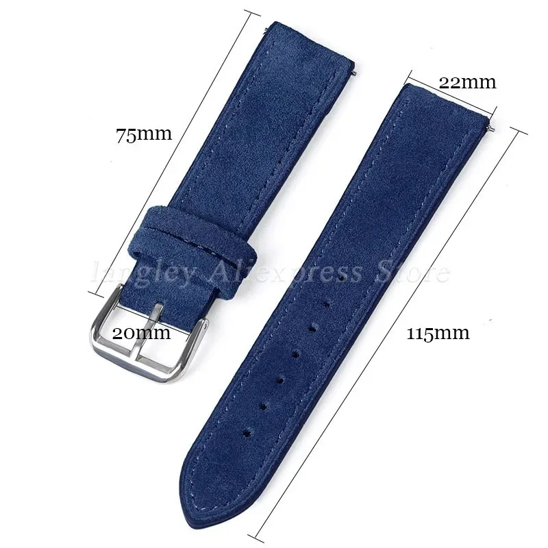 Soft Suede Leather Watch Band 18mm 19mm 20mm 22mm Blue Brown Watch Straps for Omega Stainless Steel Buckle Men Watch Accessories