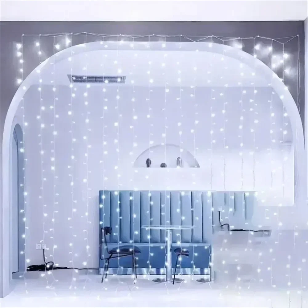 3/6M LED Curtain Light String Battery Power Christmas Halloween Fairy Lights for New Year 2027 Holiday Wedding Garden Decoration