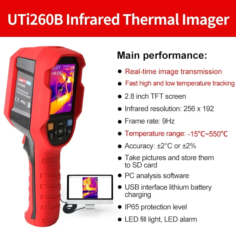 UNI-T termocamera portatile termocamera UTi260B 256*192 HD risoluzione a infrarossi miglior dispositivo di osservazione termica riparazione PCB