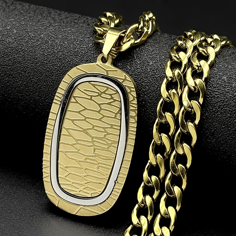 

Minimalist Stainless Steel Dog Tag Pendant Necklace for Women Men Gold Gold Color Geometric Hip Hop Chain Necklaces Jewelry Gift