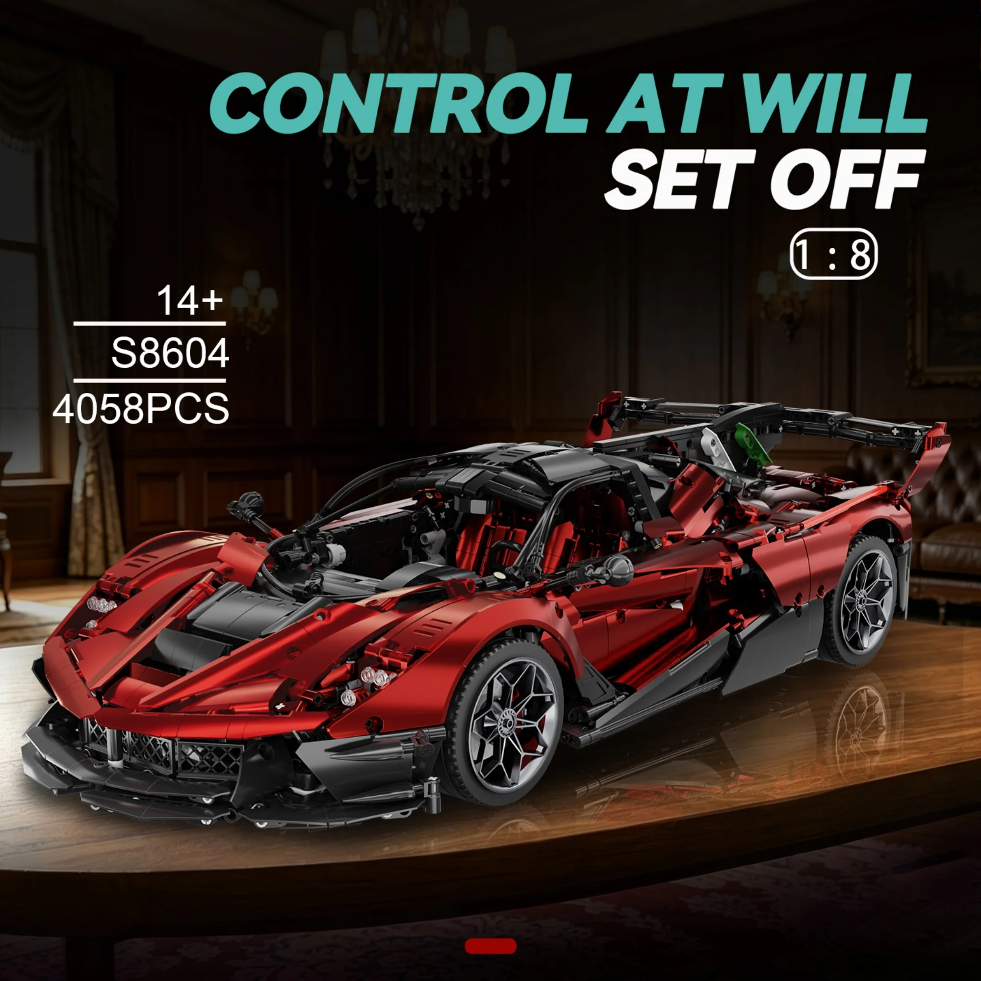 4058 деталей, масштаб 1:8, технический конструктор LaFer Supercar, классический красный спортивный гоночный автомобиль, модель из кирпичиков, идеи для сборки, игрушки для взрослых, подарки