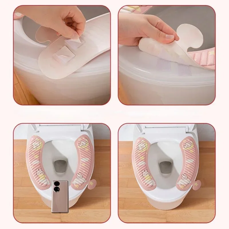 Home Toilet Mat Seat Cushion Paste Type Four Seasons Universal Potty Mat Cartoon Cute Toilet Cover Waterproof Toilet Sticker