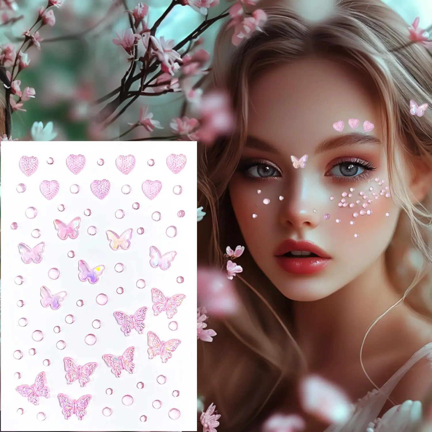 1/3 Packs Butterfly Face Gems Glitter Tattoo for Eye Corner and Forehead Rhinestone Face Jewelry Rave Party Decoration For Women