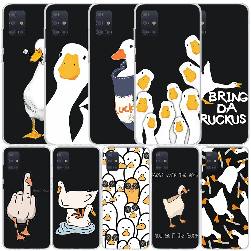 Cartoon Duck Goose Game Silicon Call Phone Case For Samsung Galaxy A51 A50S A71 A70 A41 A40 A31 A30 A21S A20E A10 A6 A7 A8 A9 Co