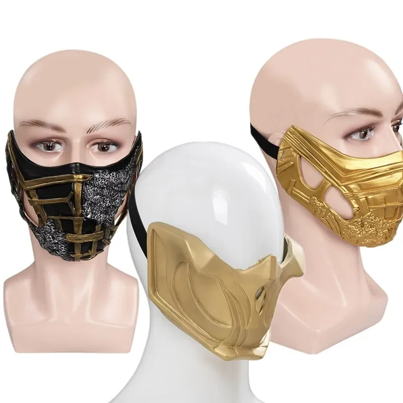 Mortal Fantasy Kombat Scorpion Mask for Adults, Latex Headband, Masquerade, Halloween Party, Costume Accessories, Props