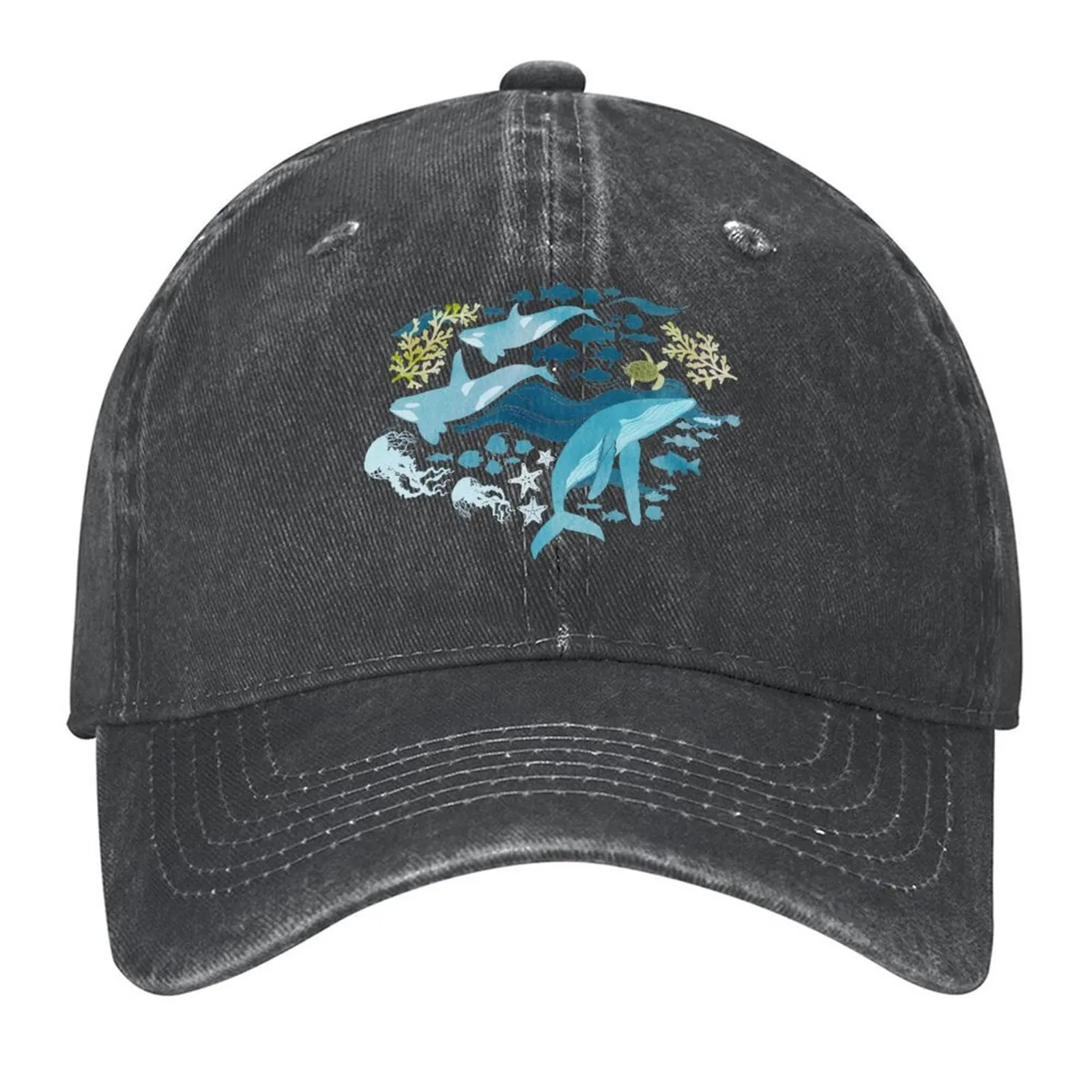 

Ocean life in turquoise Baseball Cap funny hat Golf Wear Streetwear Snapback Cap Caps For Women Men's