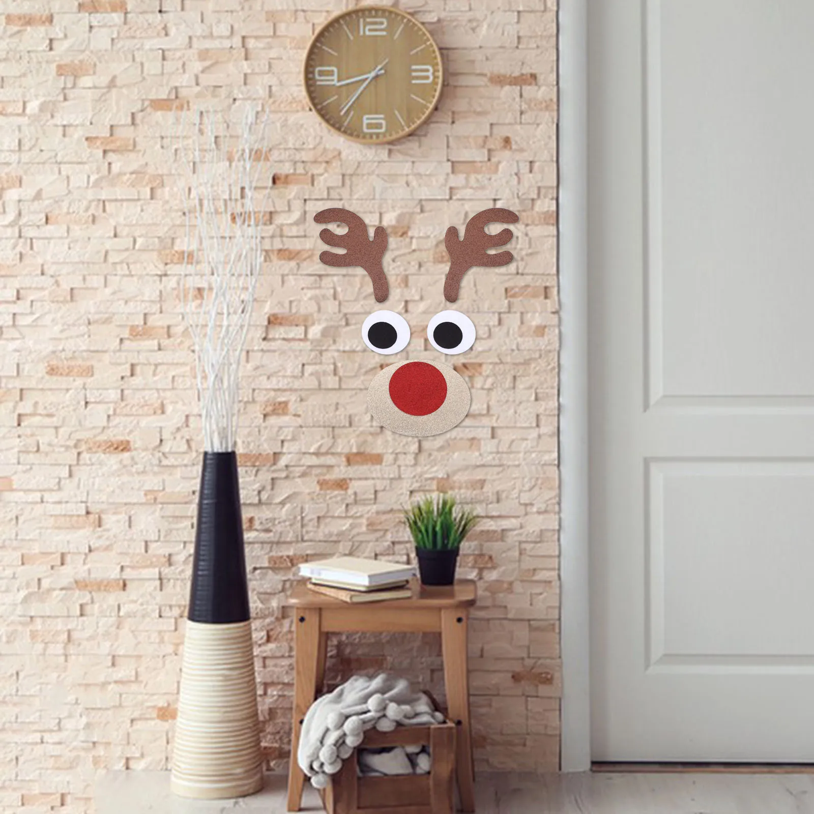 1 مجموعة الرنة رئيس عيد الميلاد ملصق عيد الميلاد الجدار ملصق للمنزل نافذة الباب الديكور DIY حزب خلفية عيد الميلاد الجدار ملصق