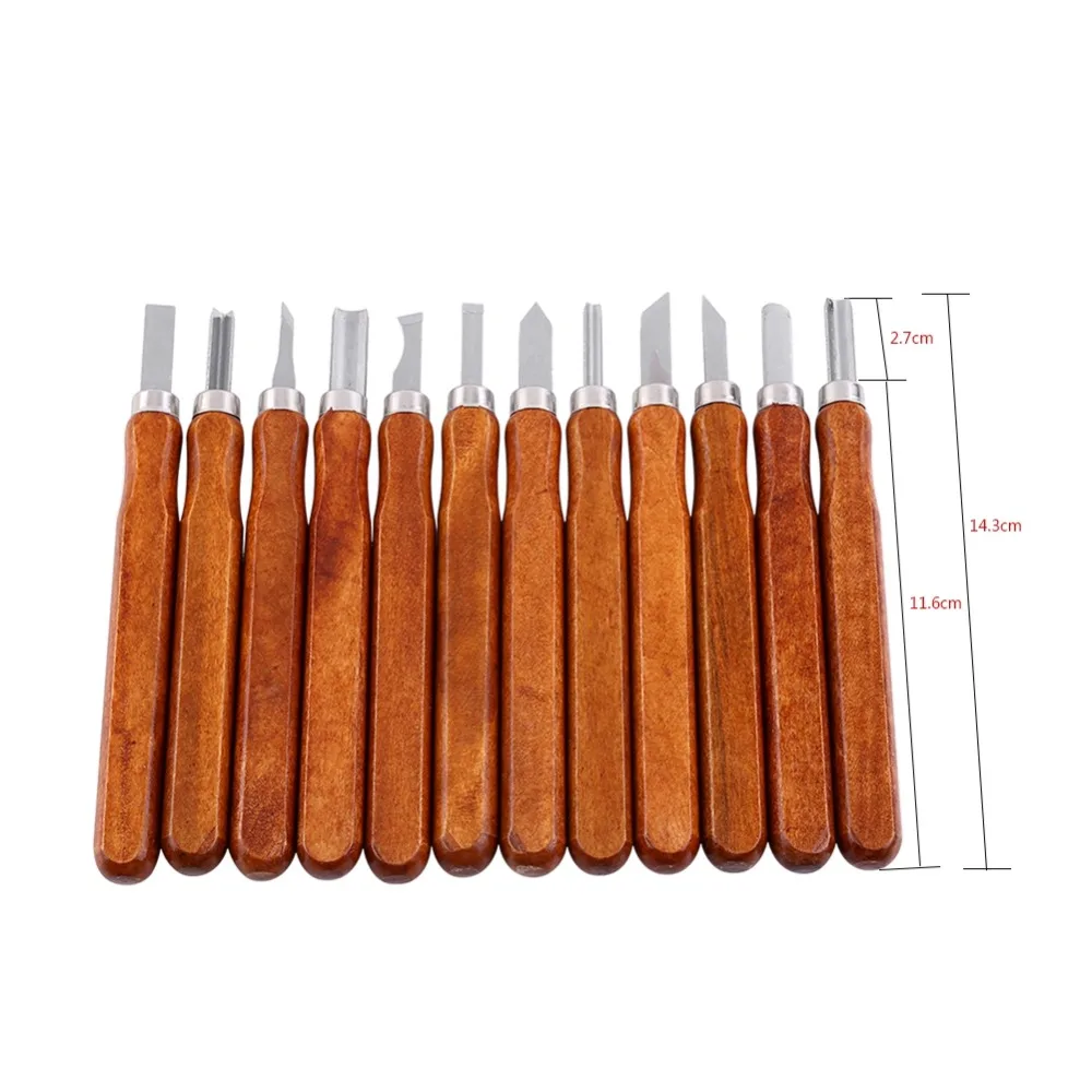 12pcs Wood Handle Wood Carving Knife Set Multipurpose Blades Professional Grade Steel Sculpting Knife Kit Woodcraft Tool Kit