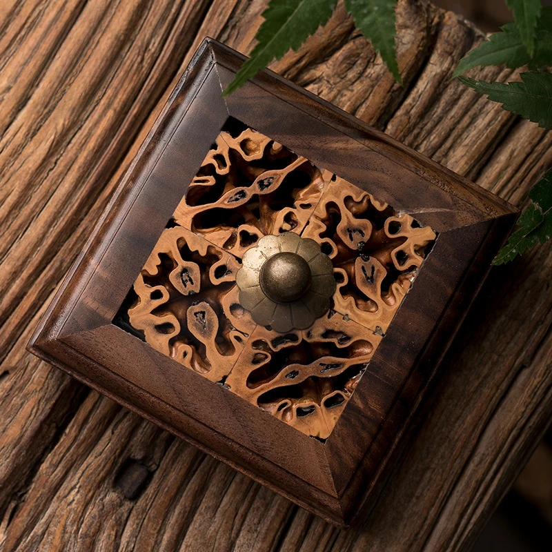 Wood Incense Burner Walnut Ceramic Tray Holder for Cone Stick Home Fragrance Aromatherapy Decor