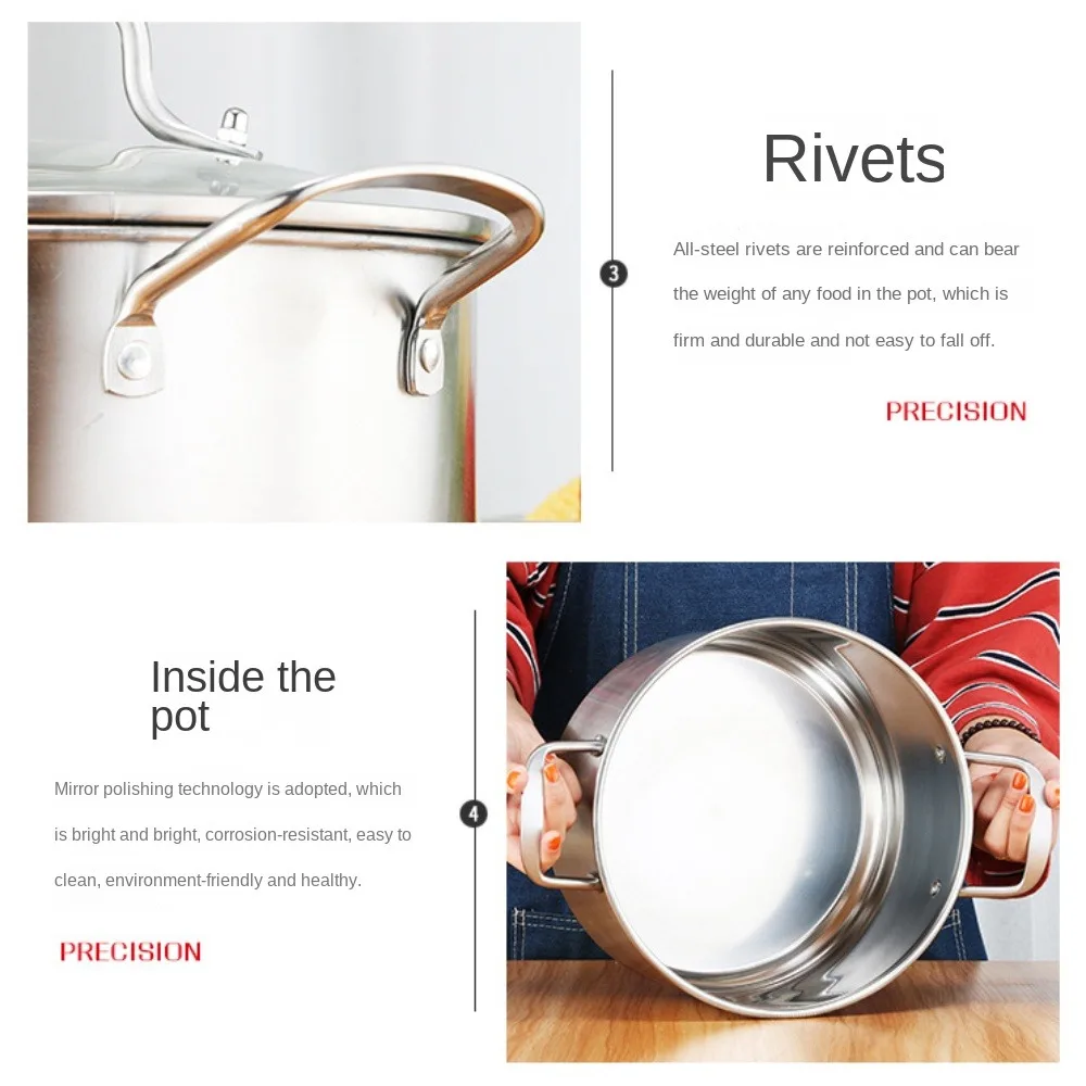 قدر حساء من الفولاذ المقاوم للصدأ ، أواني مطبخ ، طبخ ماء مغلي الحليب ، استخدام يومي ، مقالي بخزف بغطاء ، مقلاة صلصة ، 26: 1.28 #6