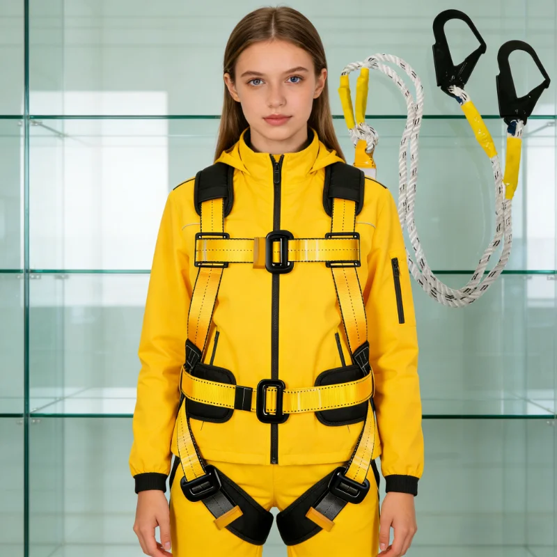 

National Standard Double Back Full Body Double Hook Buffer Safety Belt European Five Point High-altitude Work Safety Belt Set