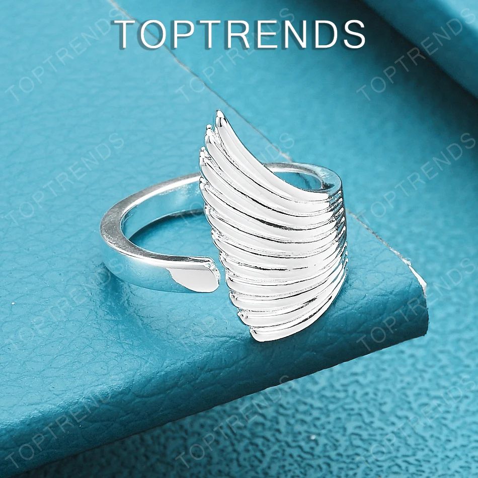 

Minimalist 925 Sterling Silver Feather Open Ring Fashion Jewelry Design Creative Gift For Birthday Christmas Party Accessories