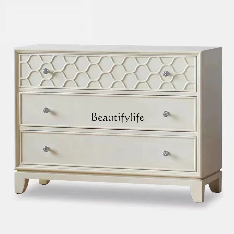 

jjz.American country solid wood bedroom three-bucket cabinet locker modern simple white