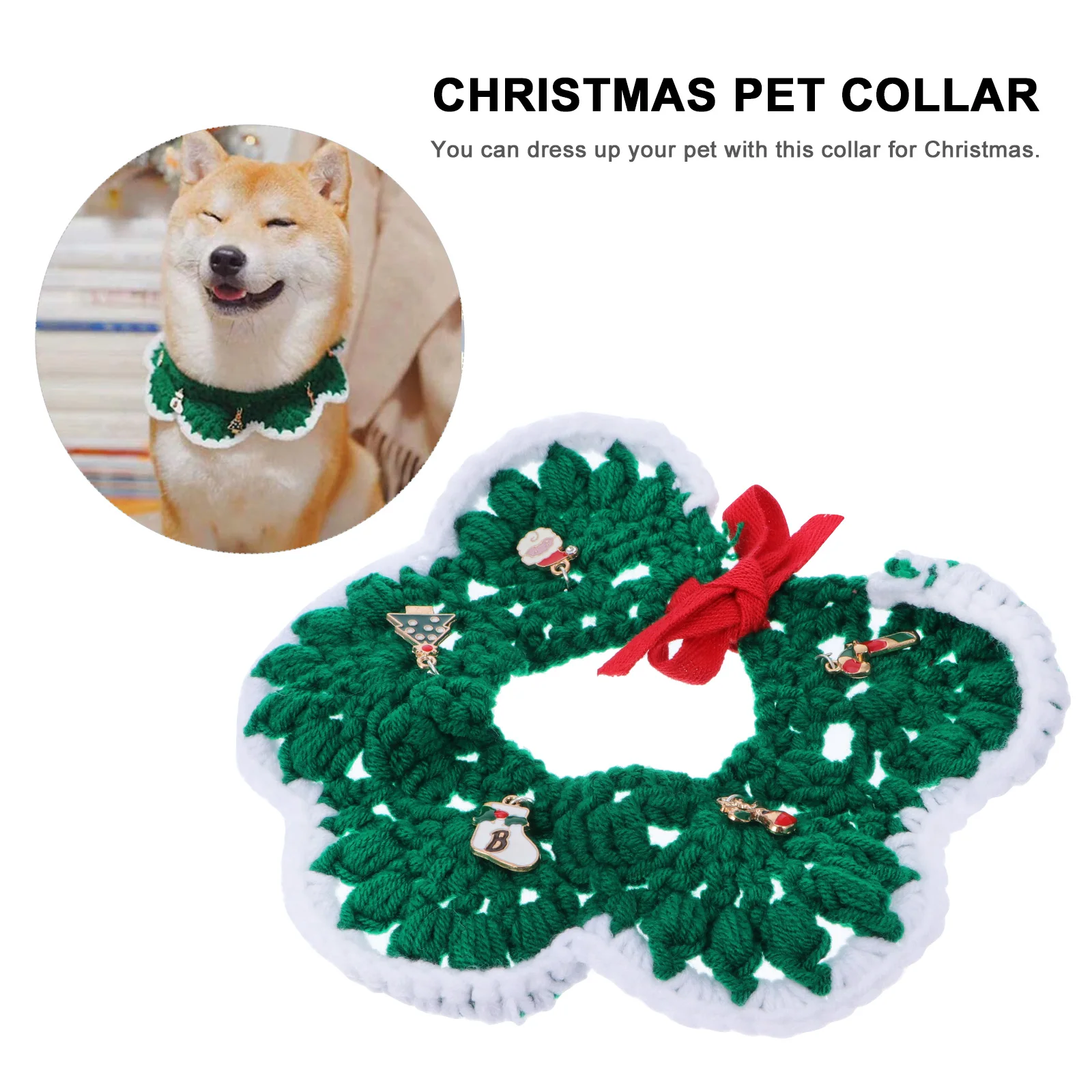 

1Pcs Christmas Pet Collar Adjustable Dog Cat Collar Handmade Durable Holiday Party Pet Supplies Christmas Supplies