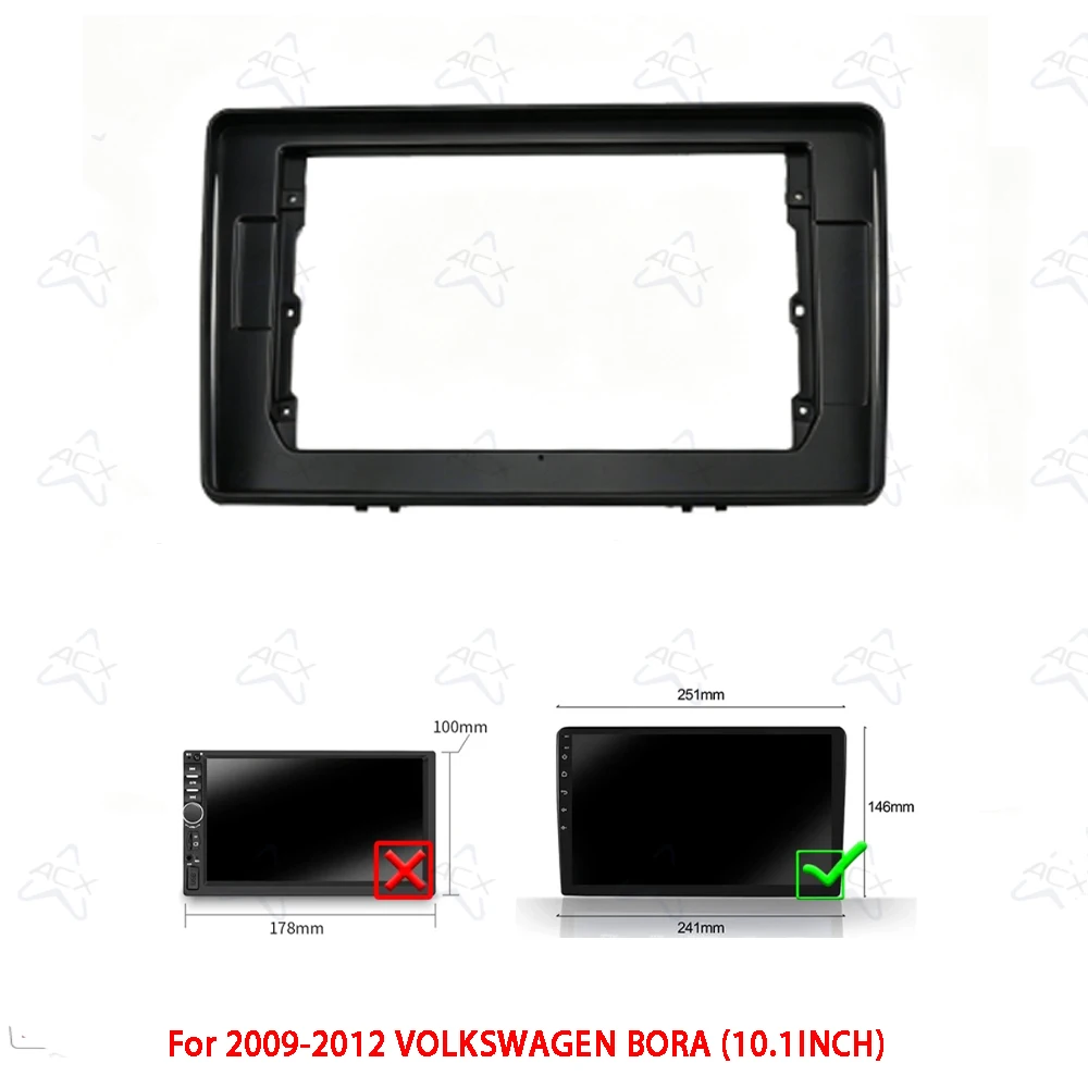 10.1Inch Car Radio Fascia Frame For 2009-2012 VOLKSWAGEN BORA Android Stereo Dashboard Mount Kit With Cable Canbus Decoding