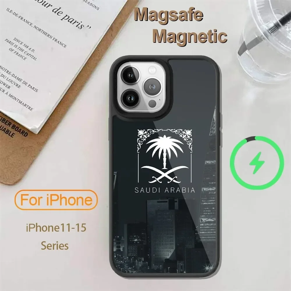 Kingdom Of Saudi Arabia Flag For iPhone 14 13 12 11 15 Pro Max Plus Mini Magsafe Wireless Charge Cover