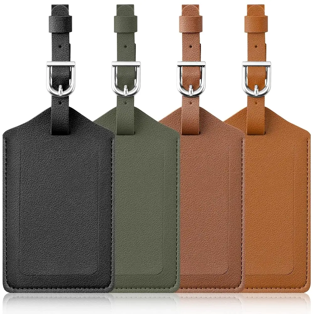 

Free Shipping4 Pack Leather Luggage Tags, Luggage Identifiers Travel Tag for Suitcase Travel Accessories Essential Bag Tags with