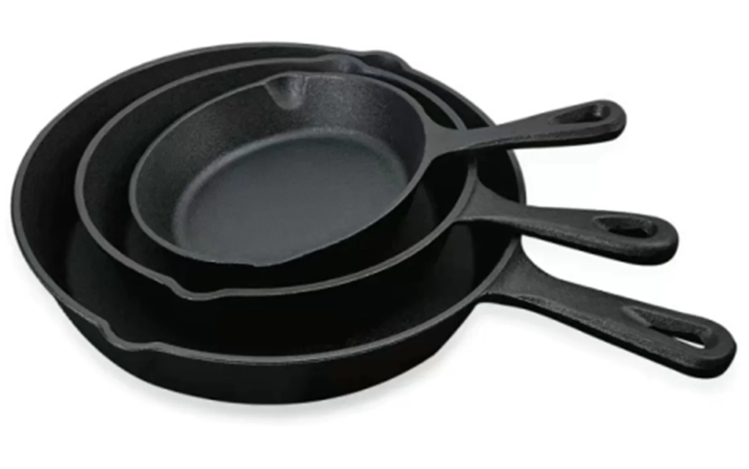Gusseisen 3-teiliges Set, Eierpfanne, Steak-Grillpfanne, Flachboden-Wok, Multifunktionales Kochgeschirr für Alle Herdarten & Täglichen Gebrauch