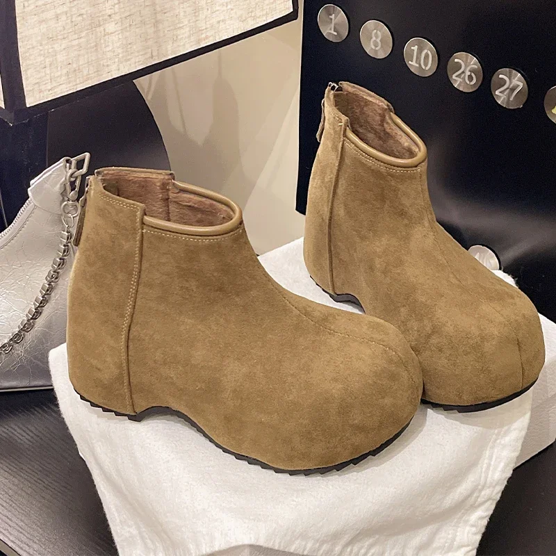 

Women's Ankle Boots Fad High Heels Platform Suede Shoes 2025 Designer Casual Winter Woman Boots Dress Walking Mujer Snow Botas