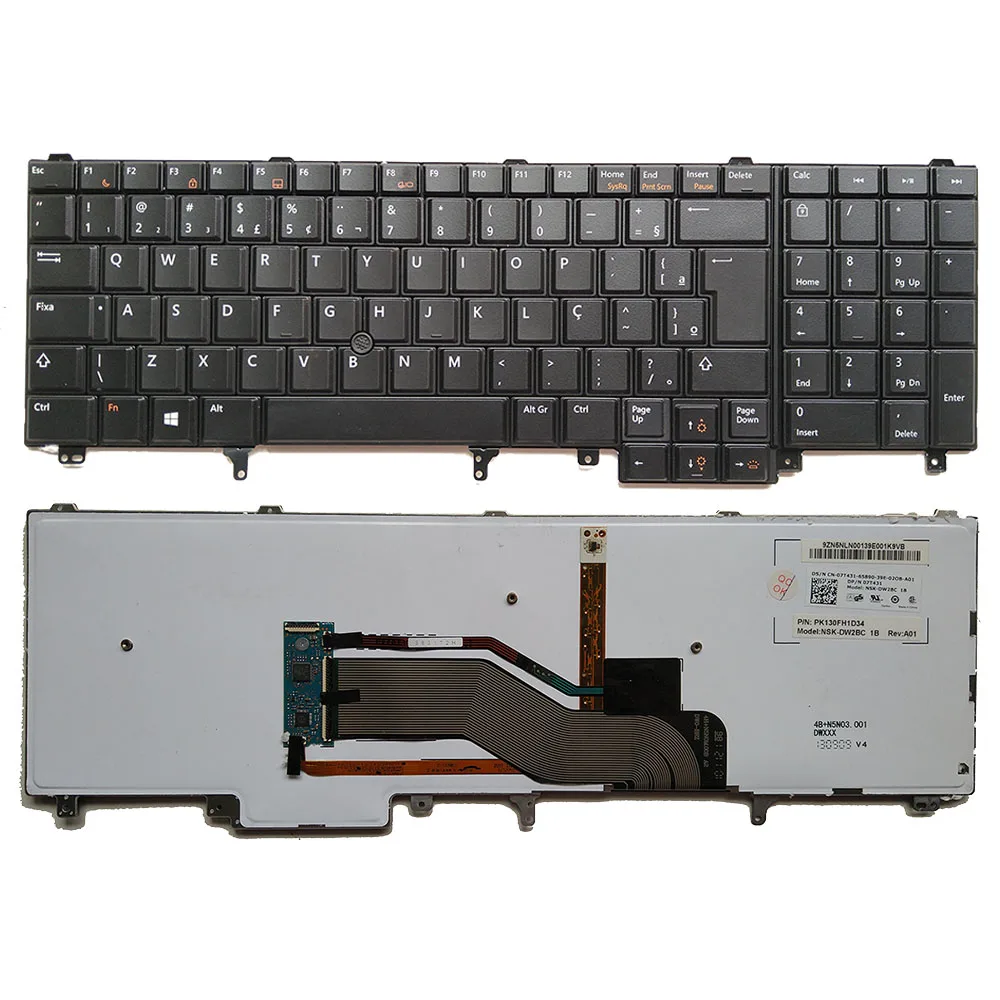 

Brazil with Backlit Pointer Laptop Keyboard for Dell Latitude E6520 E5520 M4800 M6800 E5530 E6530 E6540 M6700 Series BR Layout