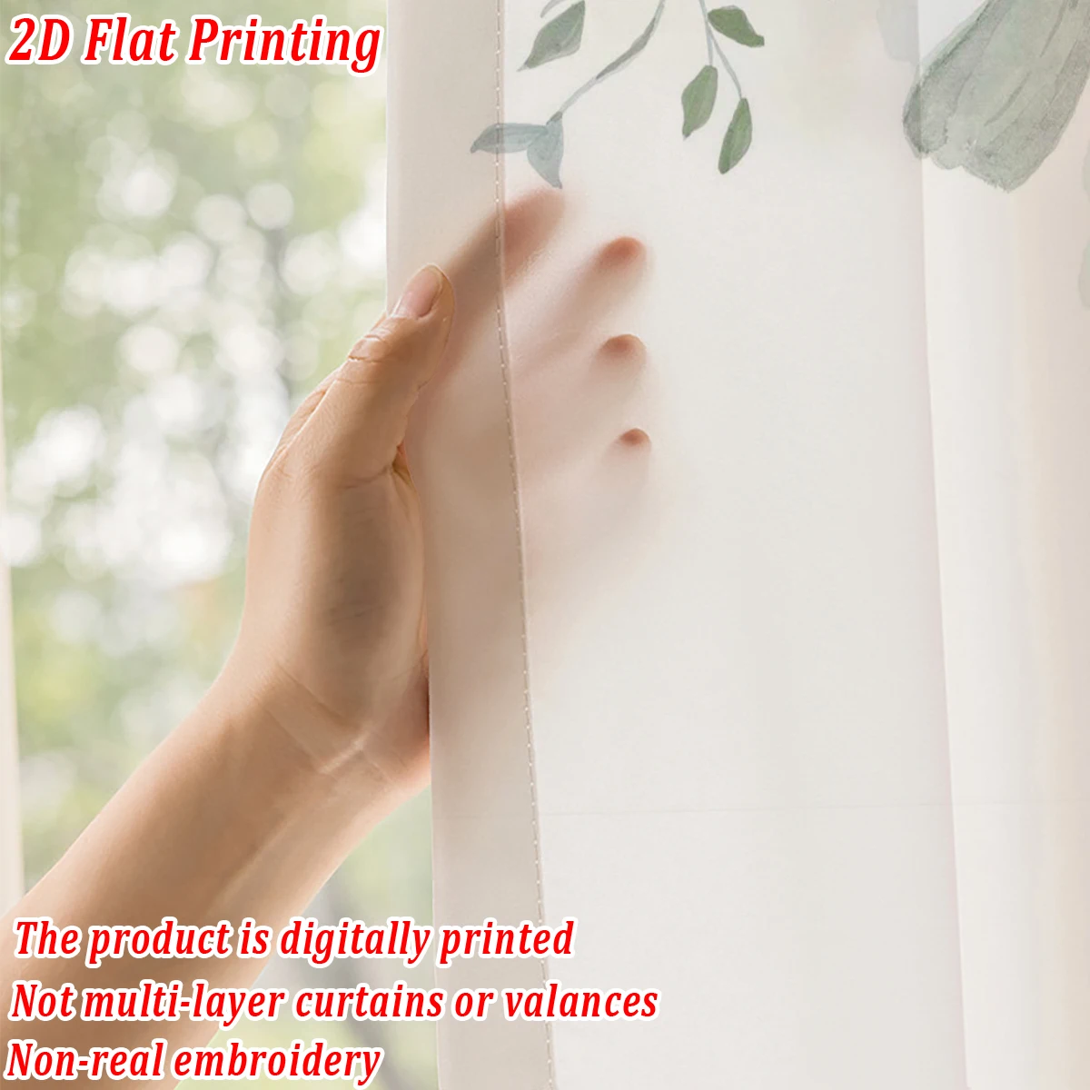 Francuska akwarela z motywem liści, płaski nadruk, przezroczysta zasłona, lekka tkanina, do salonu, sypialni, dekoracji drzwi i okien w domu.