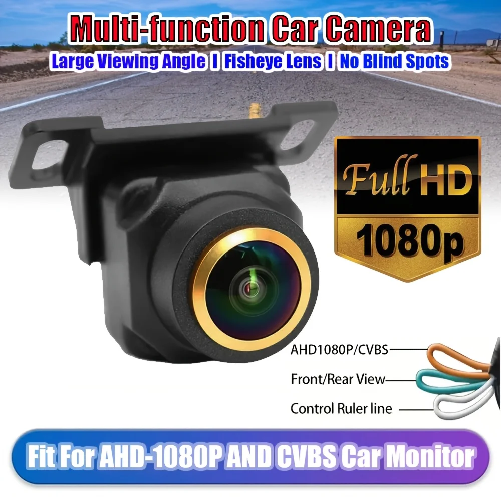 

1080P AHD Fisheye Car Camera - Fit, 170° Wide Angle, Night Vision,Easy Install, Rear/Front/Side View Backup Camera