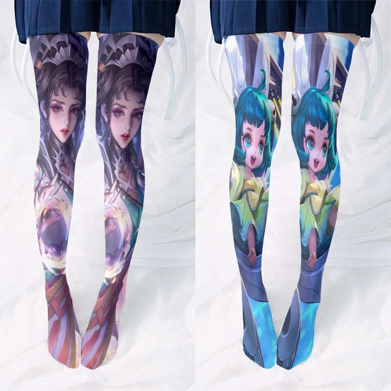 Fashion ladies stockings 3D printing cartoon girl stockings Harajuku Kawaii sweet Lolita JK thigh stockings