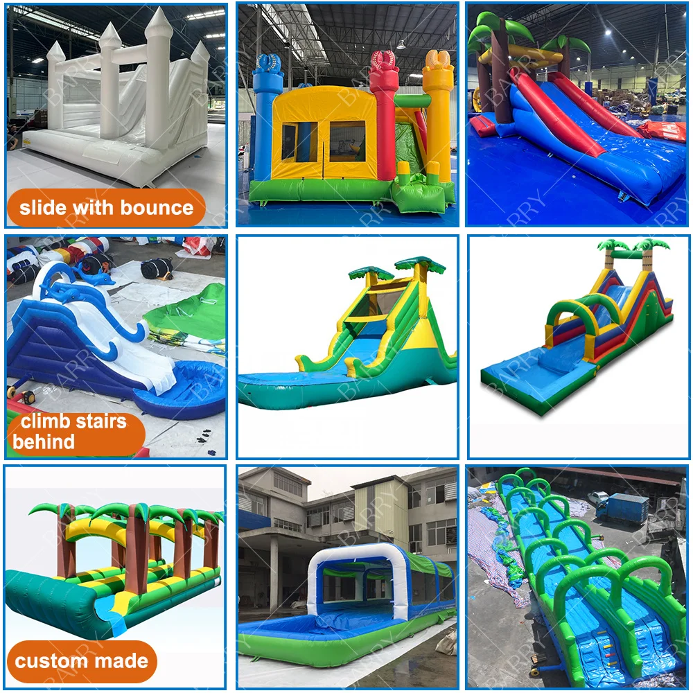 20 عامًا مخصصًا منزلقًا مائيًا مكون من 4 ممرات قابل للنفخ مع حمام سباحة للبالغين أو الأطفال #6