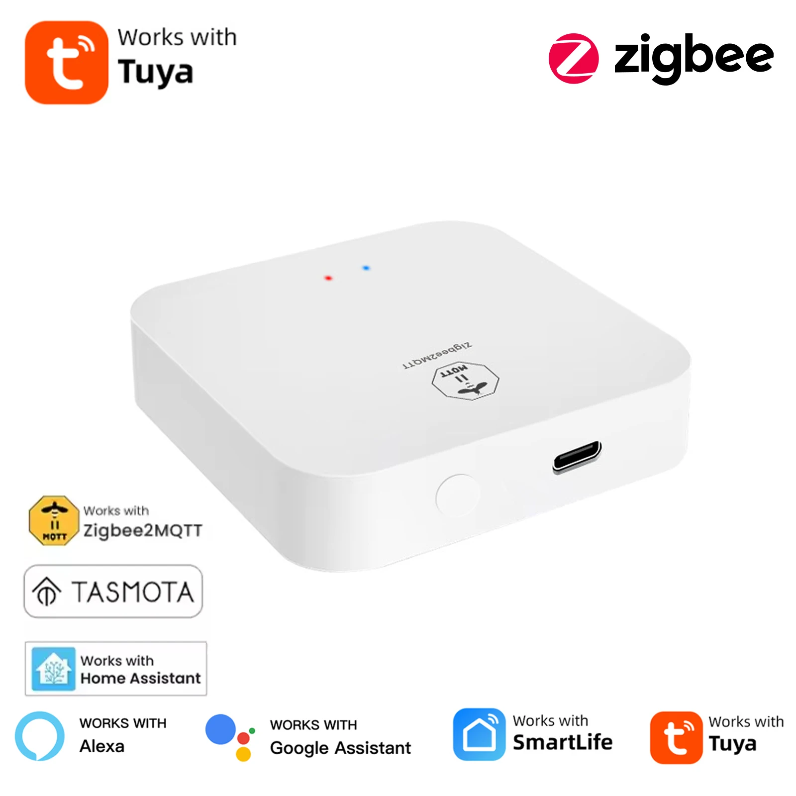

Tuya Zigbee3.0 Dongle Smart Gateway Hub Автоматизация умного дома Ethernet Bridge Работа с ZigBee2MQTT Tasmota Alexa Home Assistant