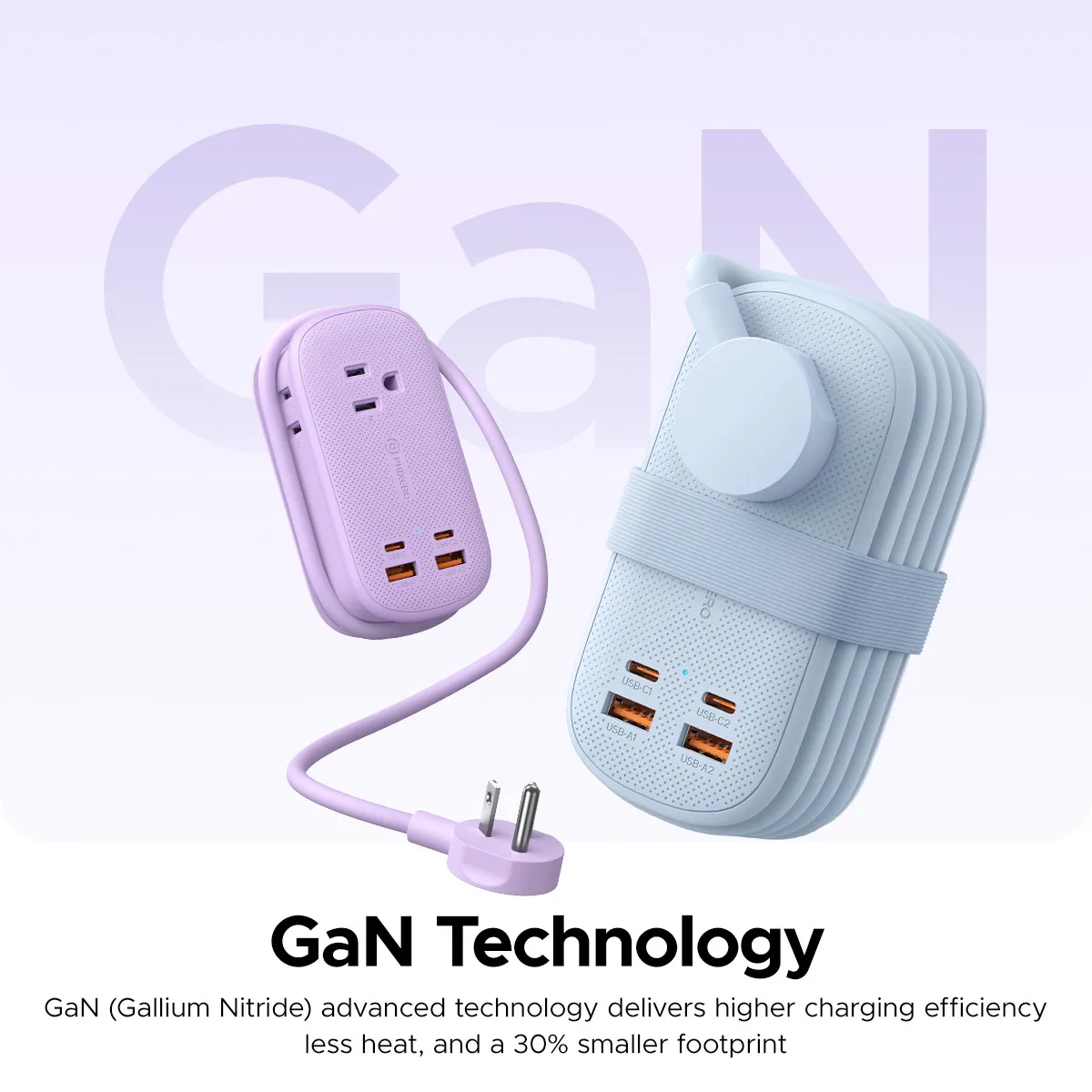 PHIXERO 7 in1 Portable GaN Charging Station 22W Fast Charger Travel Extension Socket for Trip Dorm Home Office Bedside-US Plug