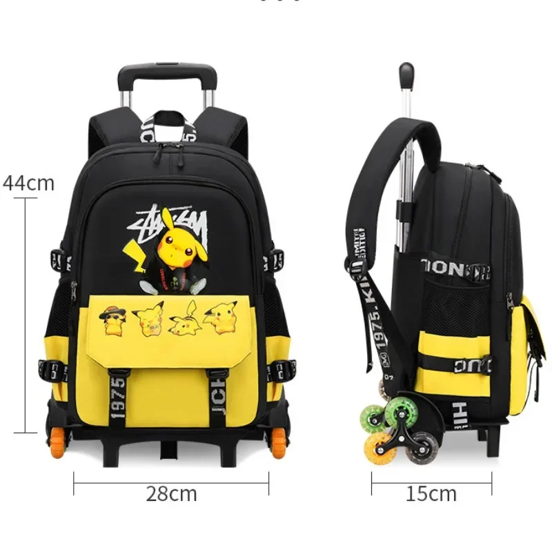 MINISO Pokemon Kids Trolley School Bag Large Capacity Waterproof Boys & Girls Climbing Stairs Two/six Wheel Trolley Backpack