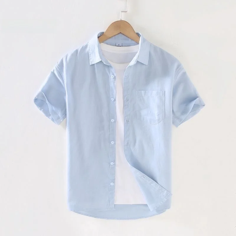 

Cotton Linen Men's irt ort Sve Thin Summer Breathable Retro Versatile Casual Faion Loose Fit ket Design