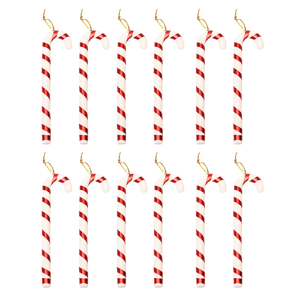 

12 pcs Christmas Tree Decor Candy Cane Ornaments Red White Festive Party Supplies Photo Props Hanging Pendants