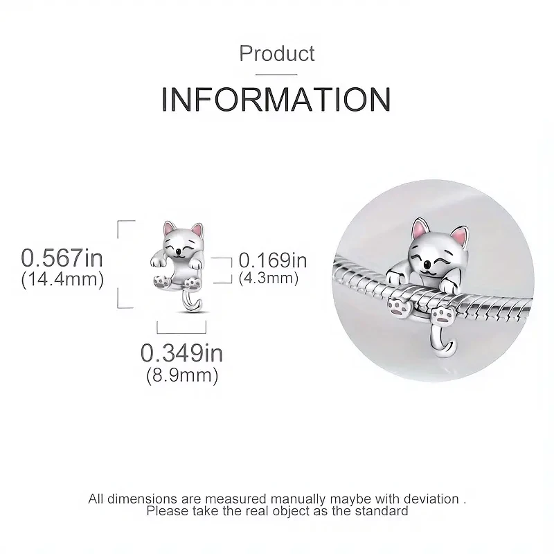 2024 Hot Sale Exquisite Cute Little Kitten Charm Beads Fits Pandora Bracelet For Women Silver Pendant Beads Jewelry Gift